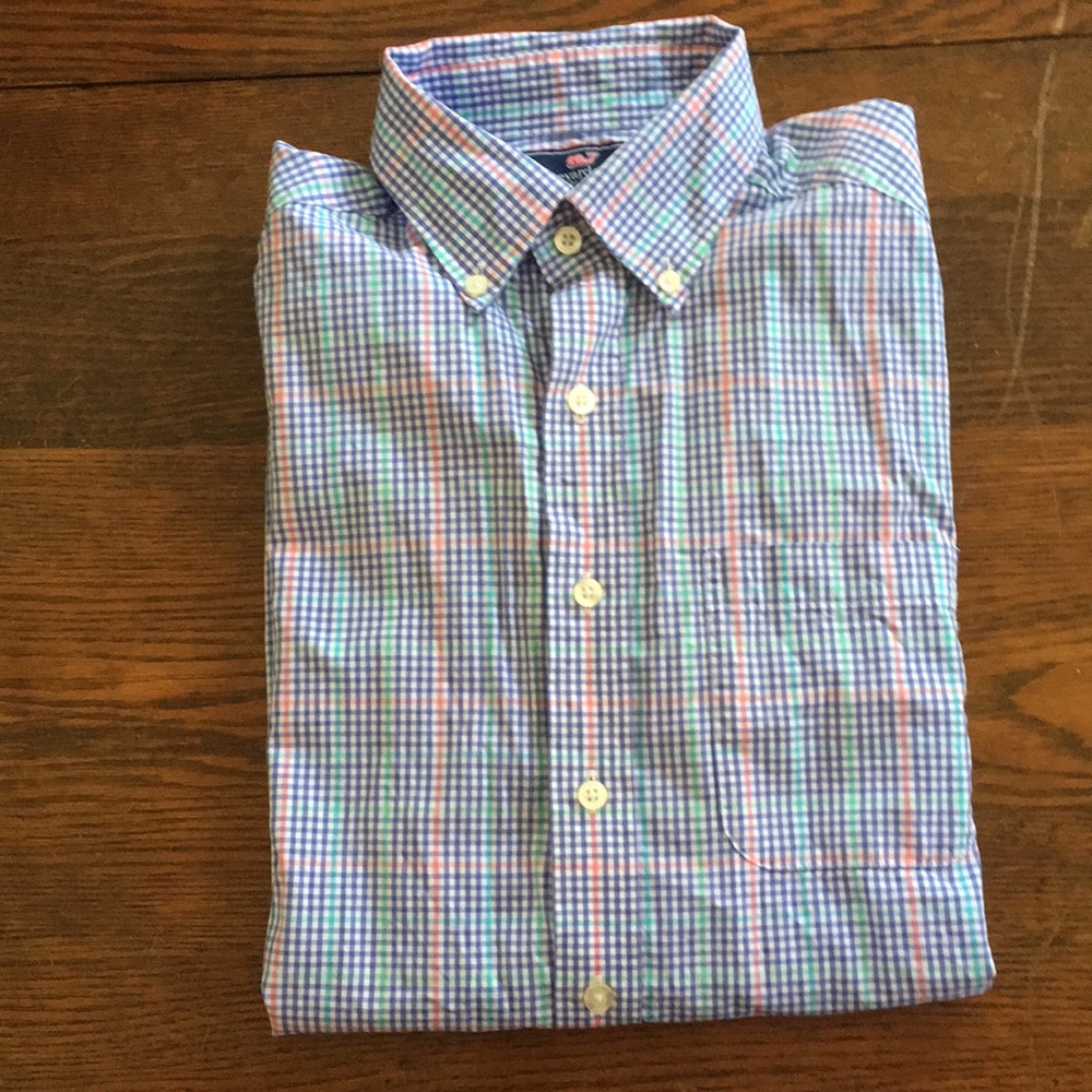 Vineyard Vine men's small long sleeve blue plaid